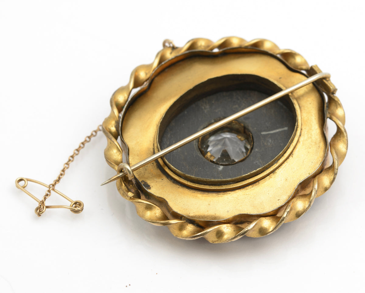 Antique Victorian Large Scottish Specimen Agate/Stone Brooch Gilt Metal Mount (B2509)