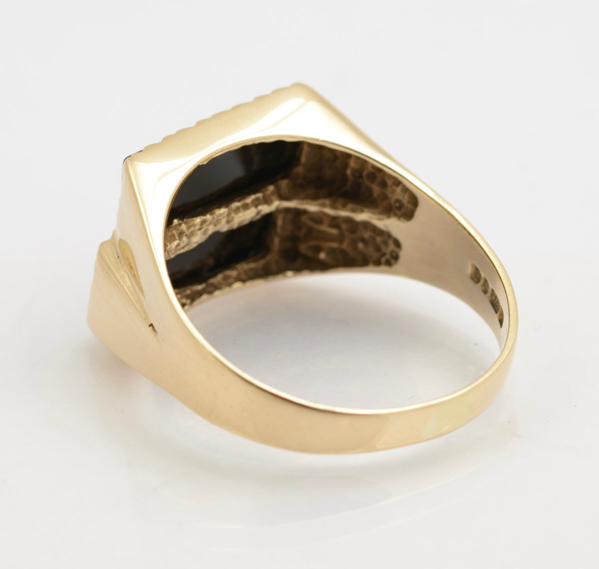Vintage 9ct Gold Large Men's Double Head Black Onyx Signet Ring UK Size W (B2510)