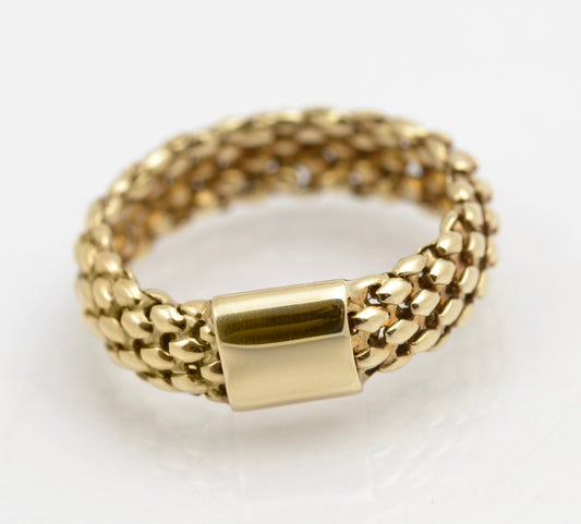 9ct Yellow Gold Chain Link Ring Italian Made & UK Hallmark For 2004 Size L to M (B2511)