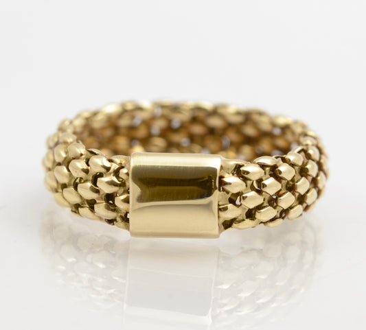 9ct Yellow Gold Chain Link Ring Italian Made & UK Hallmark For 2004 Size L to M (B2511)