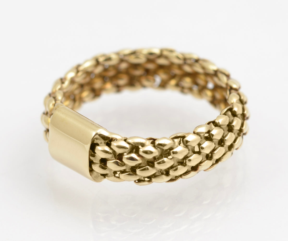 9ct Yellow Gold Chain Link Ring Italian Made & UK Hallmark For 2004 Size L to M (B2511)