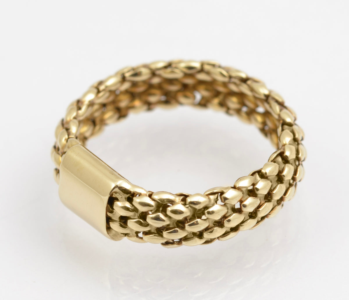 9ct Yellow Gold Chain Link Ring Italian Made & UK Hallmark For 2004 Size L to M (B2511)