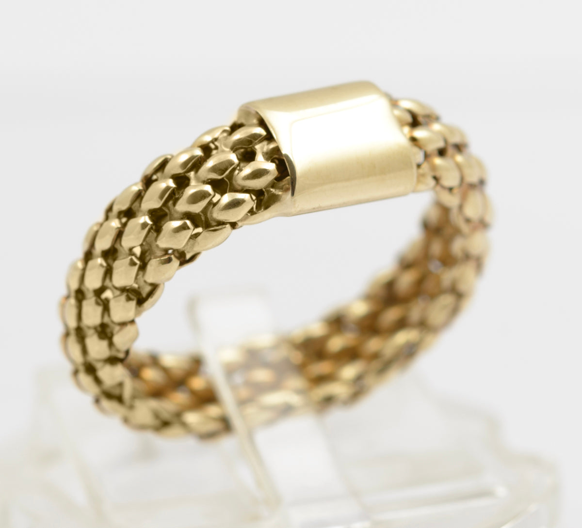 9ct Yellow Gold Chain Link Ring Italian Made & UK Hallmark For 2004 Size L to M (B2511)