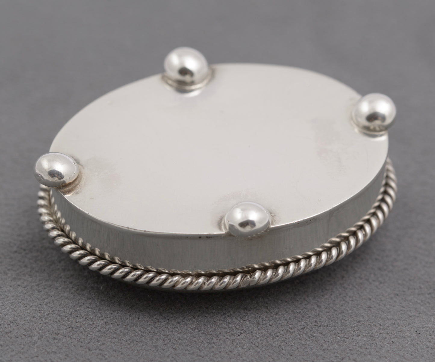 Vintage Sterling Silver Combination Pill Box & Rose Quartz Crystal Brooch (B2515)