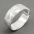 Vintage Sterling Silver Cuff Bangle - Bright Cut Leaves - Patent Sliding Clasp - Hallmarked 1972 - B2523