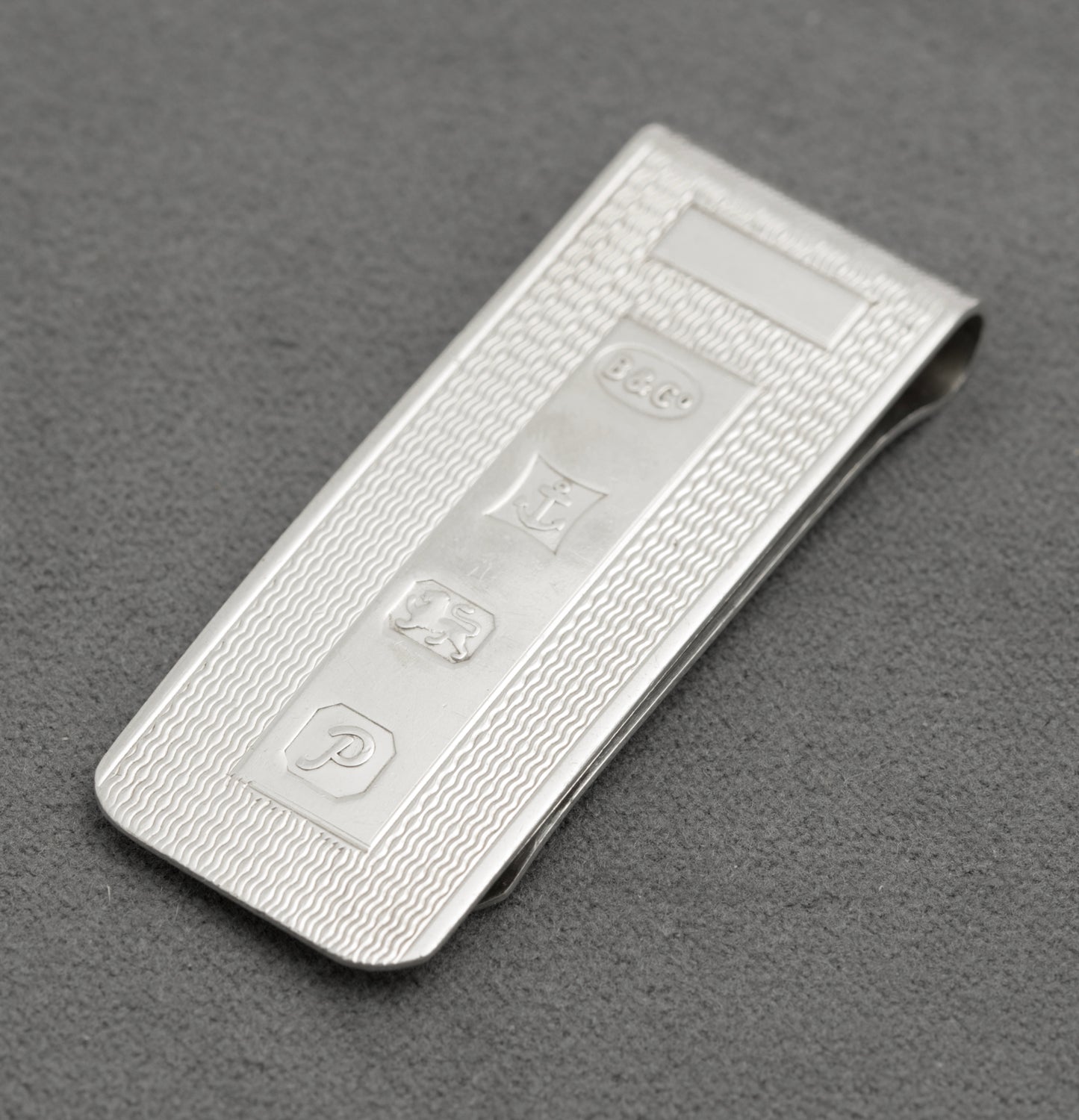 Vintage Sterling Silver Feature Hallmarked Money Clip Engine Turned Design (B2531)