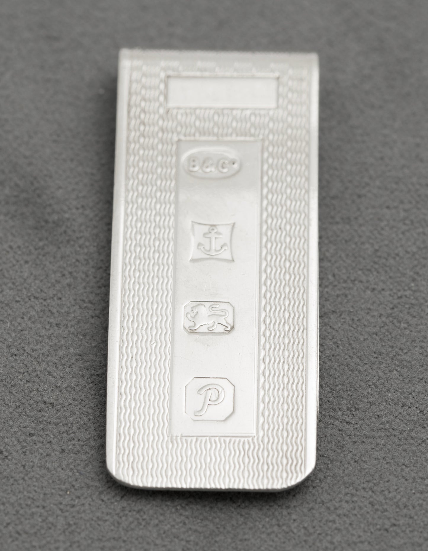 Vintage Sterling Silver Feature Hallmarked Money Clip Engine Turned Design (B2531)