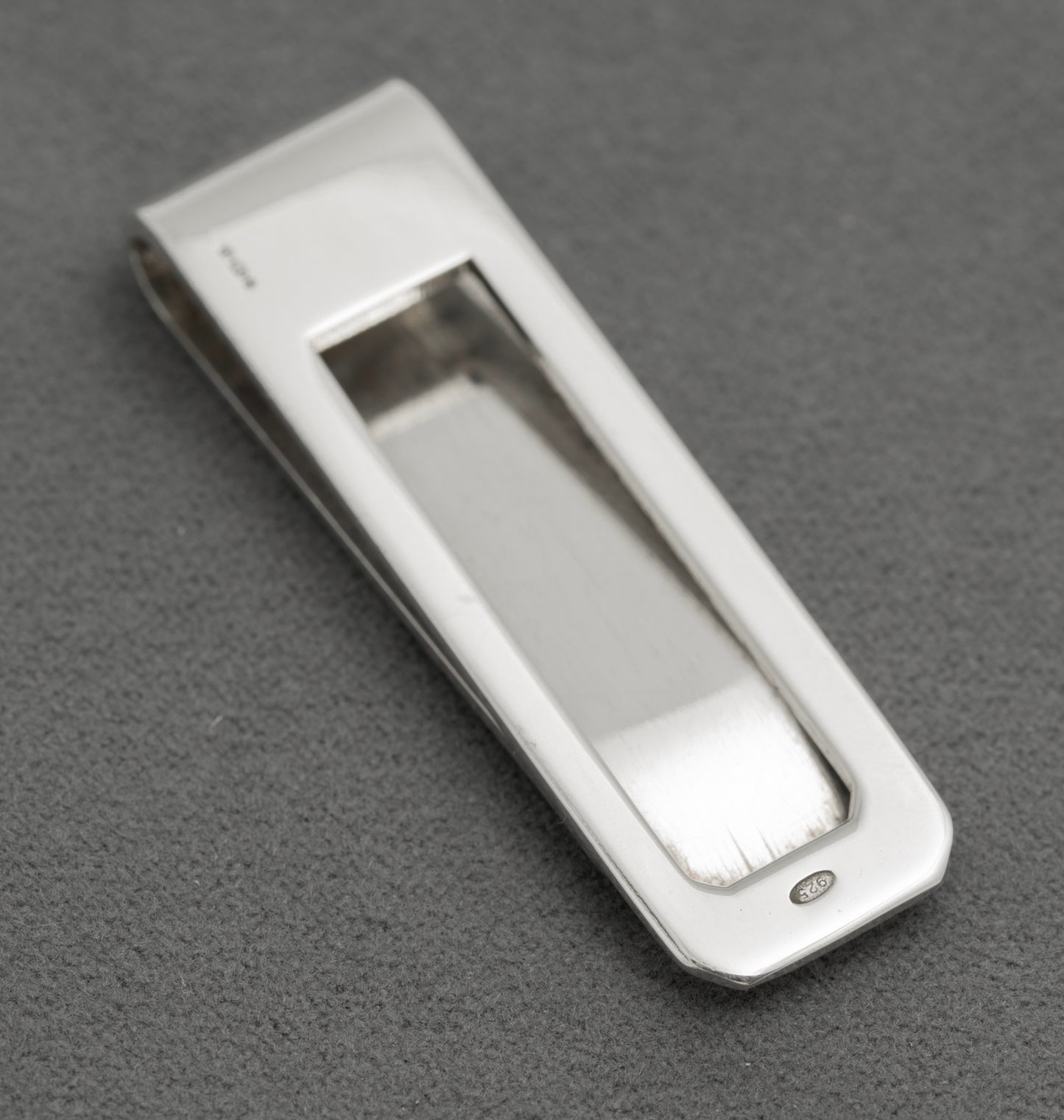 Solid Sterling Silver Money Clip With Pinstripe & 925 Marks + Dublin Import Mark(B2532)