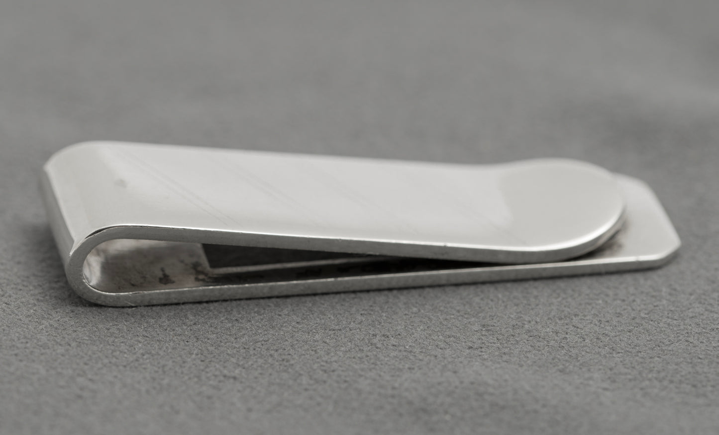 Solid Sterling Silver Money Clip With Pinstripe & 925 Marks + Dublin Import Mark(B2532)