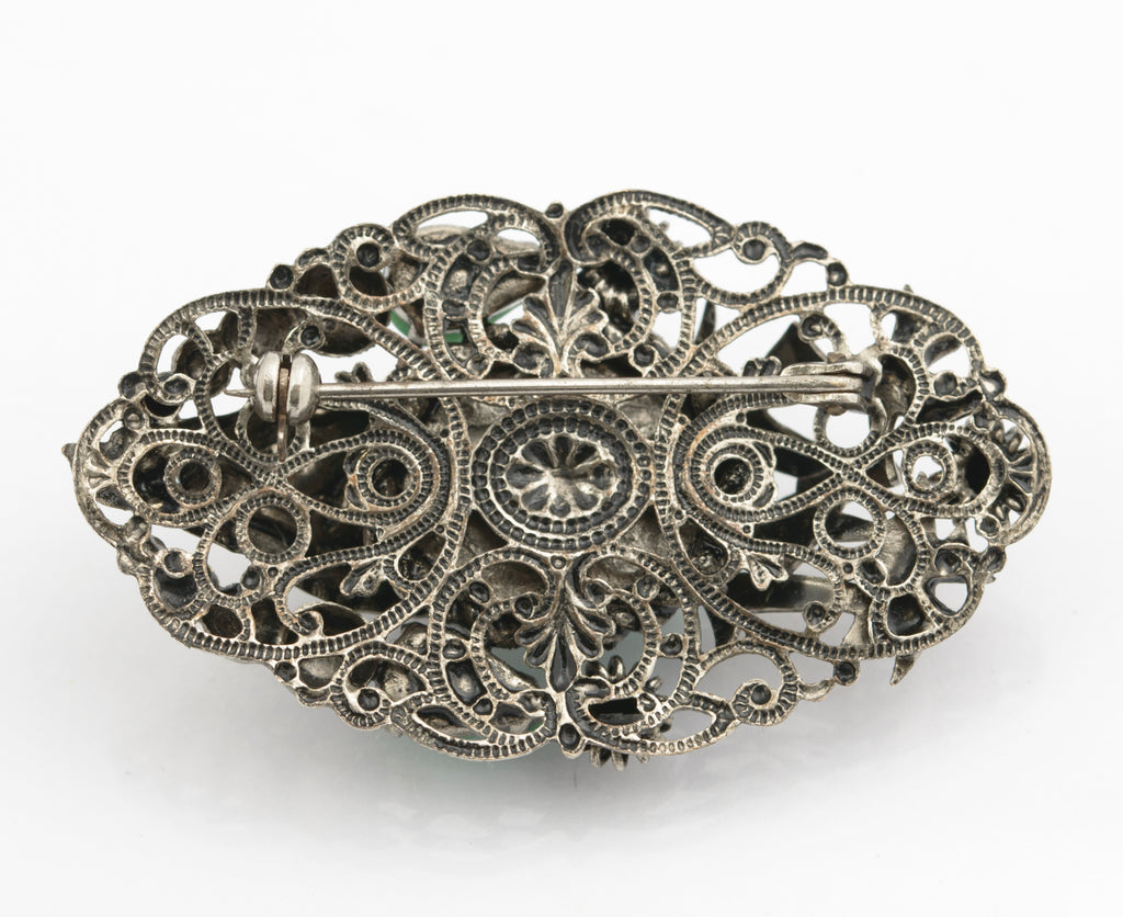Antique Max Neiger Brothers Jade Dragon Oriental Design Brooch c.1930  (B2536)