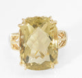 10K Yellow Gold Statement Ring With Large 15 Carat Citrine & Filigree Mount UK Size M (B2547)