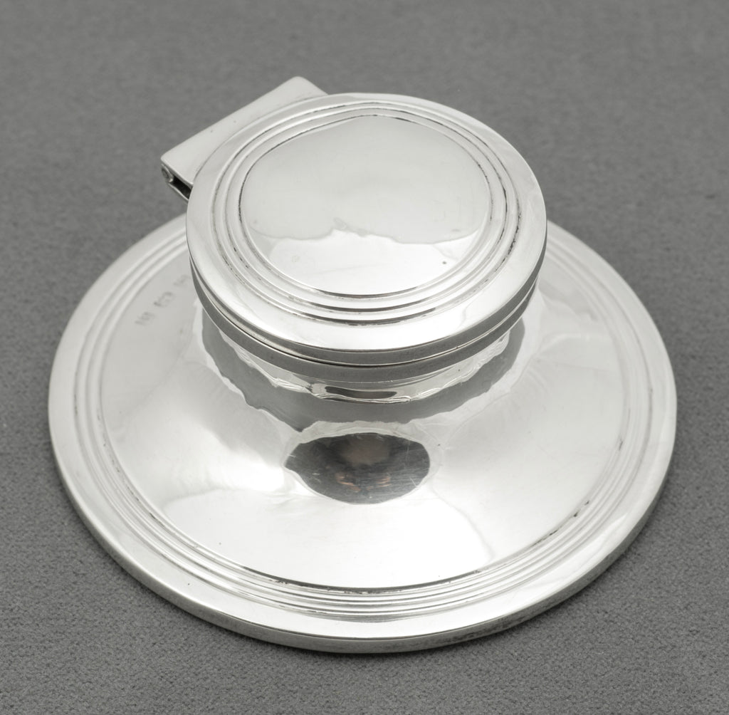 Antique Sterling Silver Capstan Inkwell Hallmarked 1912 Henry Matthews (B2549)