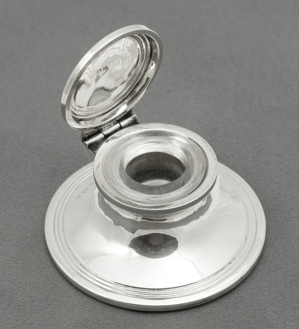Antique Sterling Silver Capstan Inkwell Hallmarked 1912 Henry Matthews (B2549)