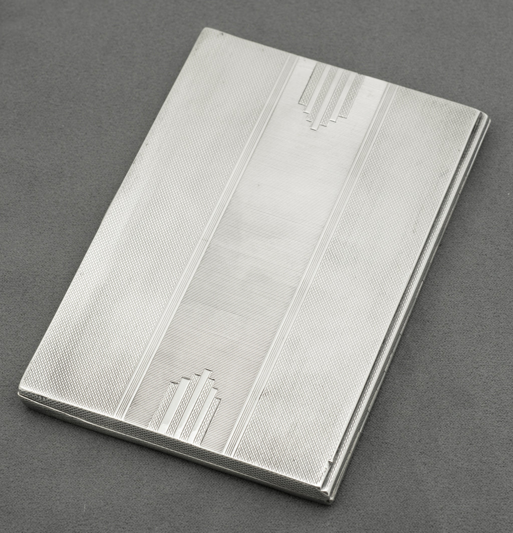 Art Deco Walker & Hall Sterling Silver Manhattan Large/Heavy Cigarette Case (B2550)