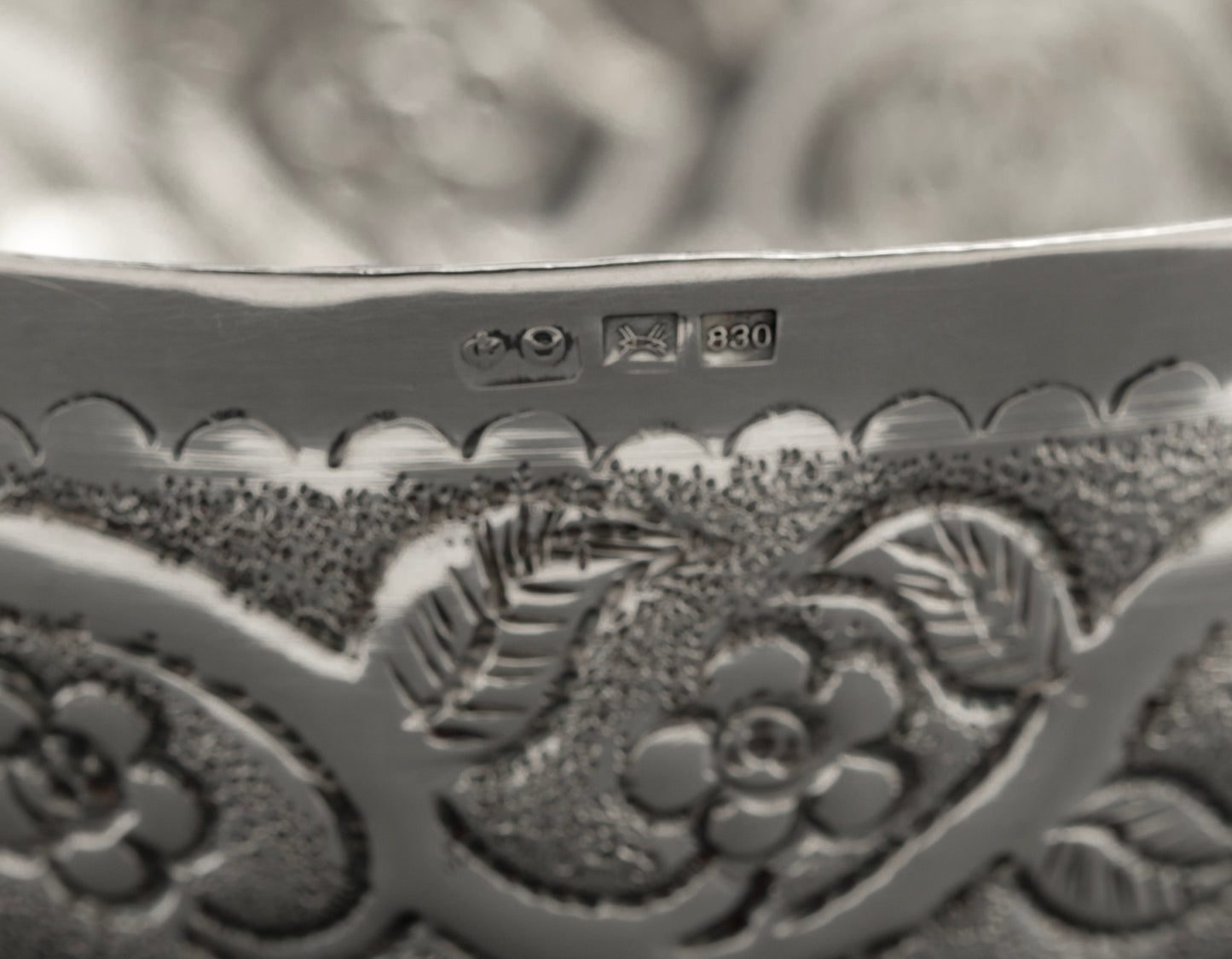 Vintage Cypriot .830 Silver Repousse Sweets/Sweetmeat Bowl Hallmarked (B2579)