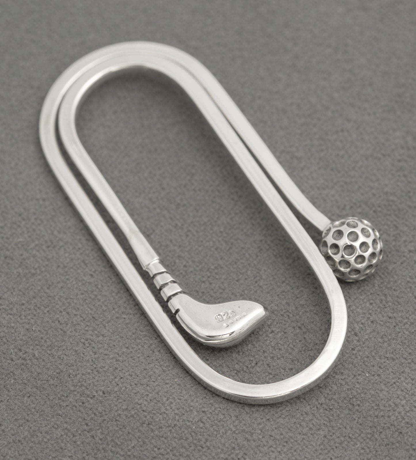 Vintage 925 Sterling Silver Novelty Money Clip Golf Club and Paperclip Design (B2581)