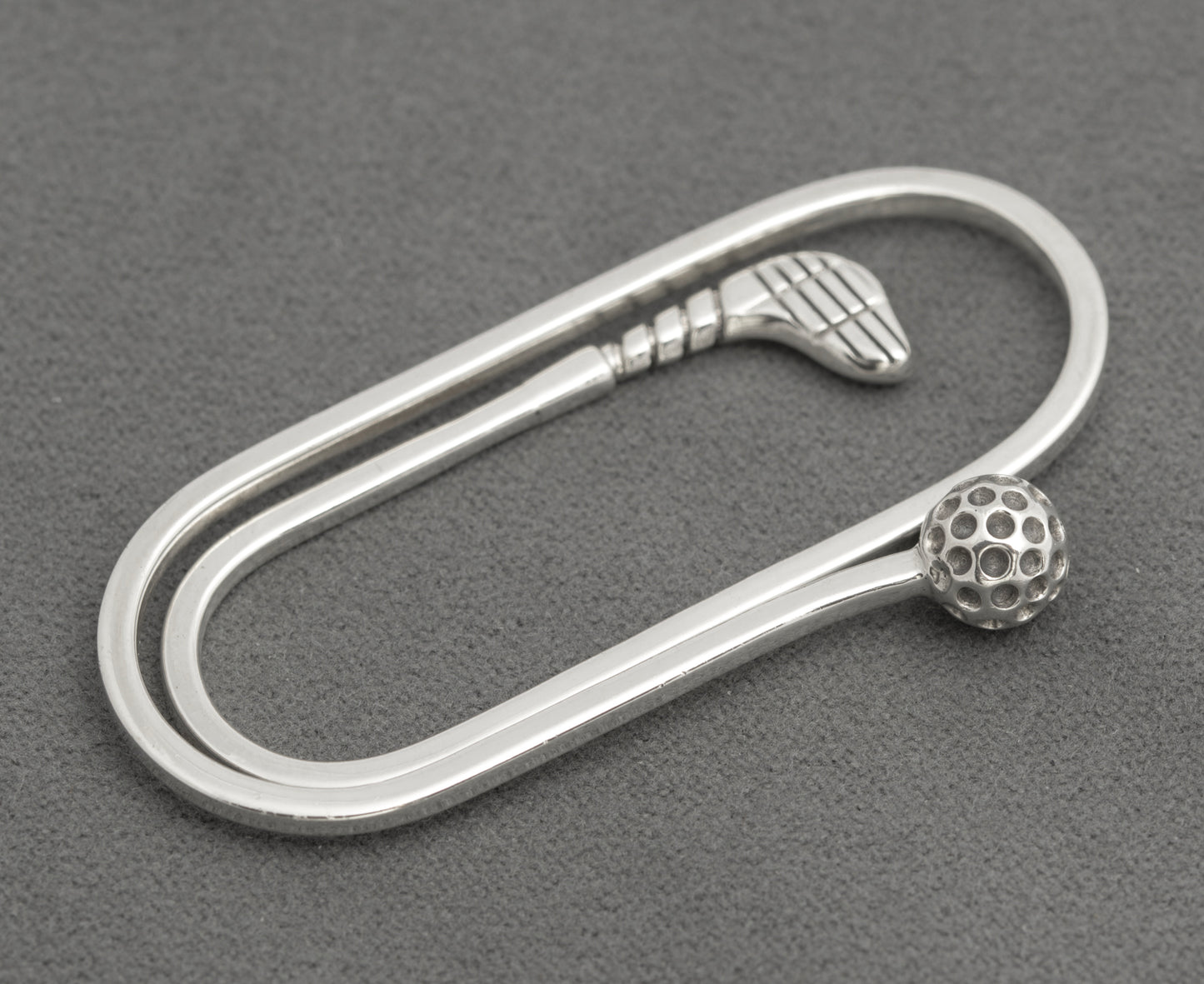 Vintage 925 Sterling Silver Novelty Money Clip Golf Club and Paperclip Design (B2581)