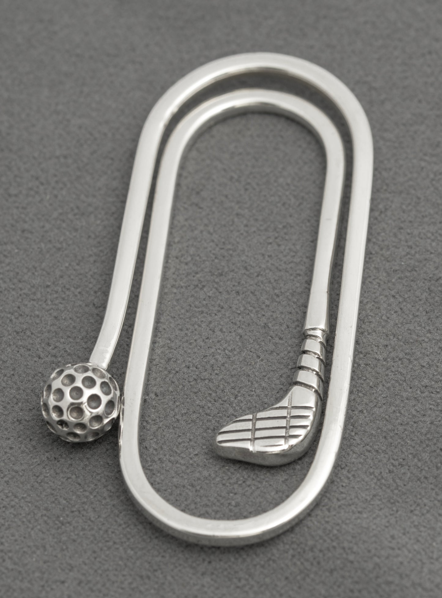 Vintage 925 Sterling Silver Novelty Money Clip Golf Club and Paperclip Design (B2581)