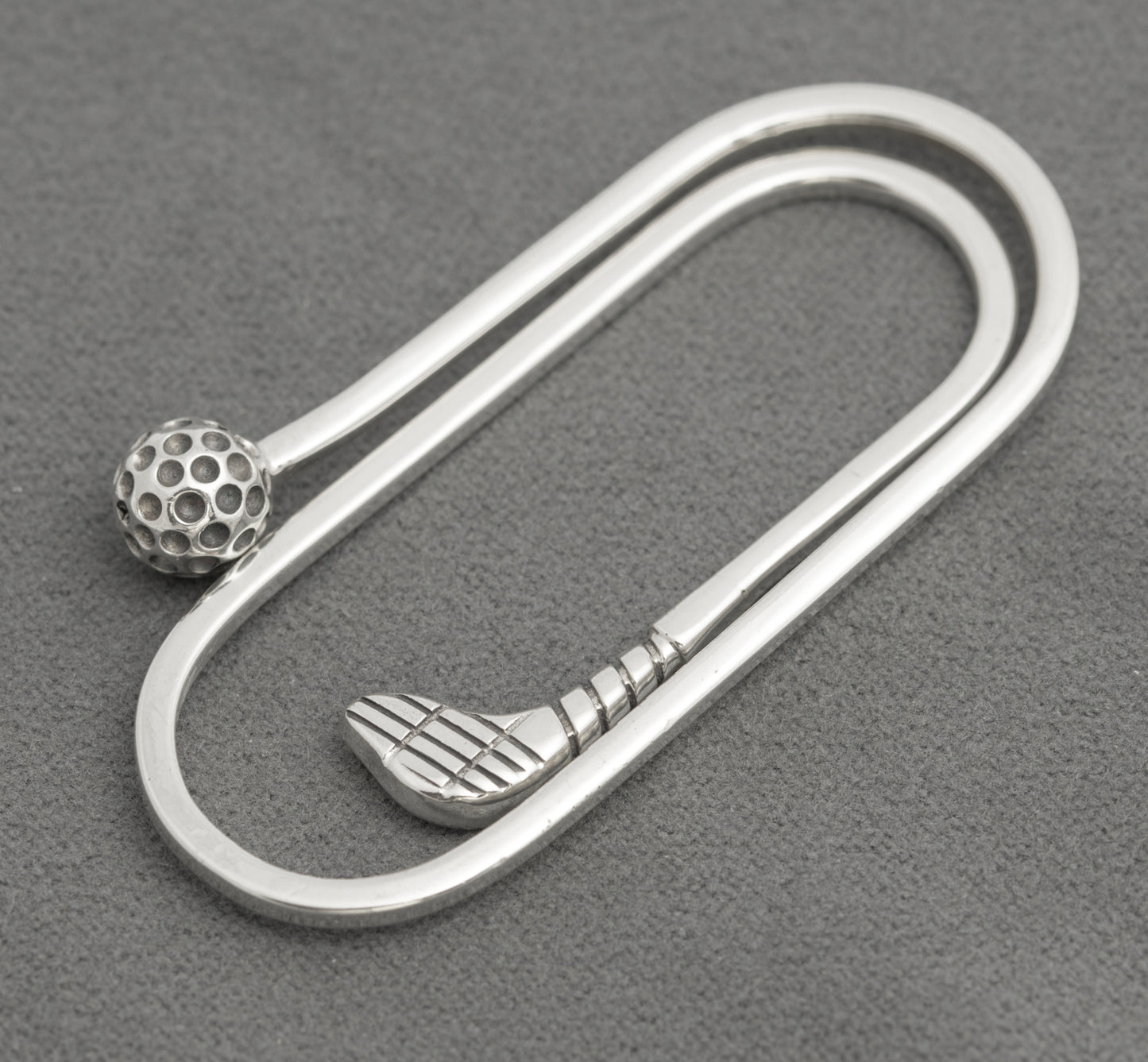 Vintage 925 Sterling Silver Novelty Money Clip Golf Club and Paperclip Design (B2581)