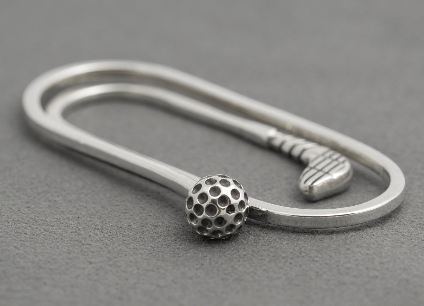 Vintage 925 Sterling Silver Novelty Money Clip Golf Club and Paperclip Design (B2581)