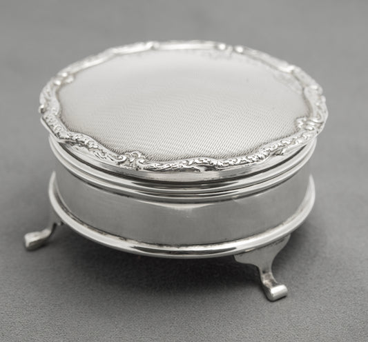 Vintage Sterling Silver Trinket Box Engine Turned Adie Brothers Hallmarked 1964 (B2585)