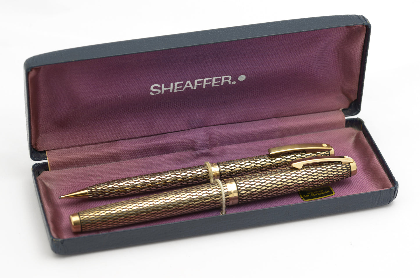 Sheaffer 14K Gold Filled Imperial Sovereign Fountain Pen & Pencil Cased Set (B2602)