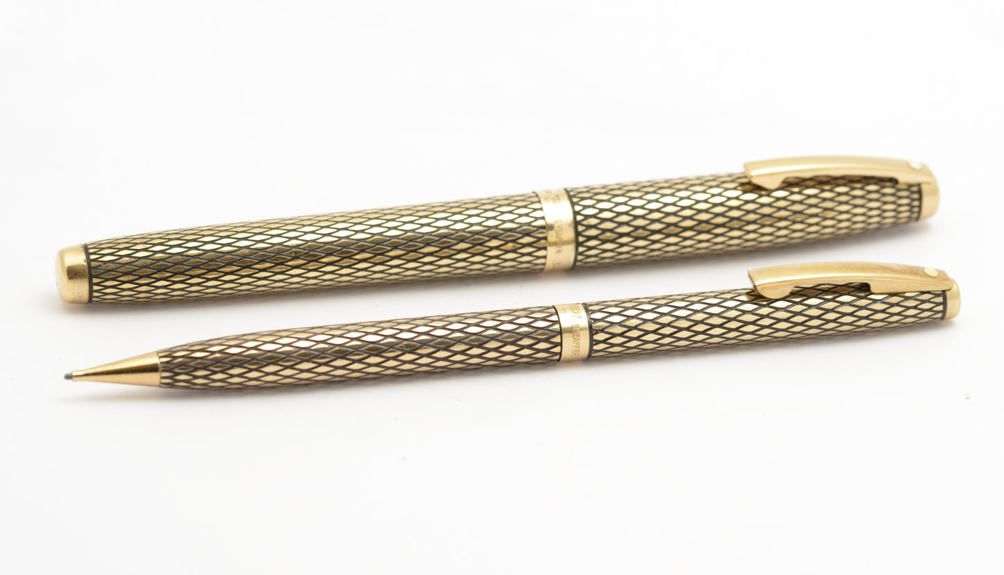 Sheaffer 14K Gold Filled Imperial Sovereign Fountain Pen & Pencil Cased Set (B2602)