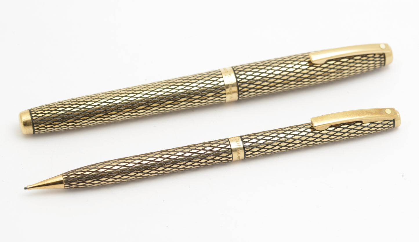 Sheaffer 14K Gold Filled Imperial Sovereign Fountain Pen & Pencil Cased Set (B2602)