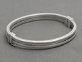 Vintage 925 Sterling Silver Hinged Bangle Double Bar Design 1980's Retro (B2604)