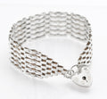 Vintage Sterling Silver Size Bar Gate Bracelet With Heart Clasp Hallmarked 1977 (B2608)