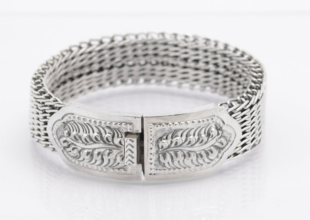 Vintage Sterling Silver High Quality & Heavy Woven Link Bracelet (B2615)