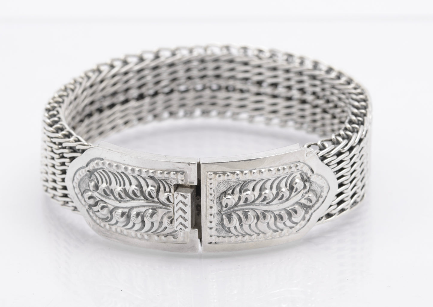 Vintage Sterling Silver High Quality & Heavy Woven Link Bracelet (B2615)