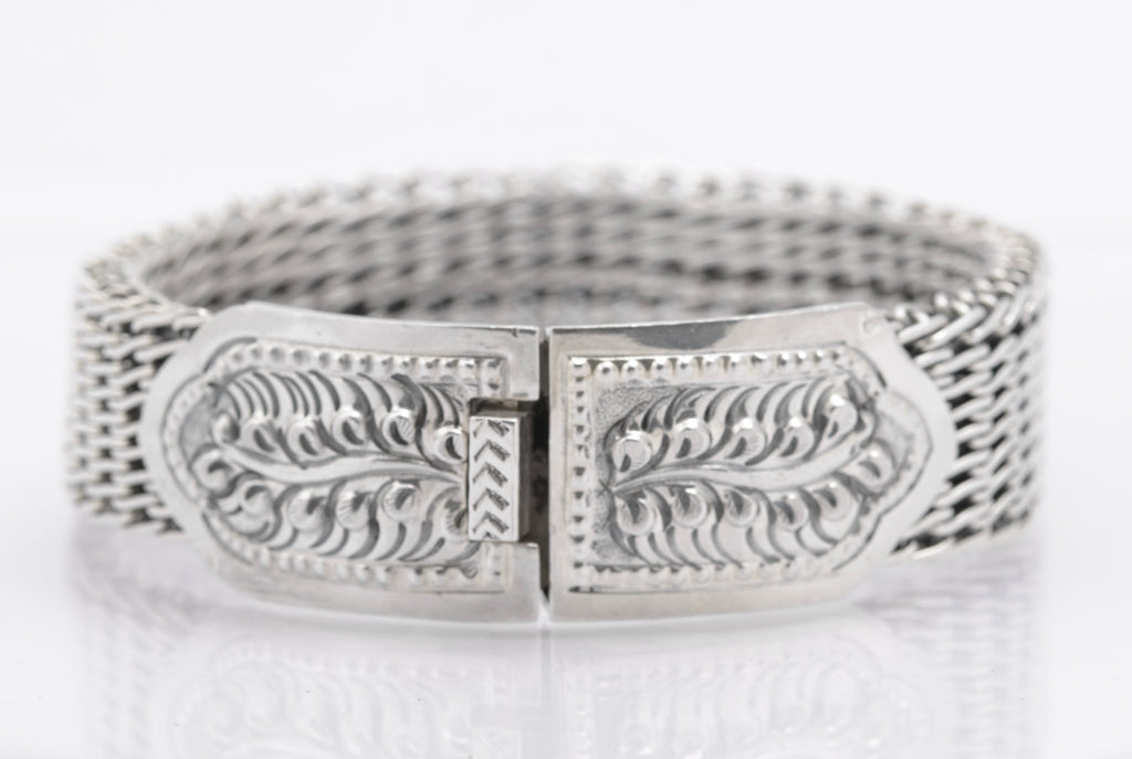 Vintage Sterling Silver High Quality & Heavy Woven Link Bracelet (B2615)