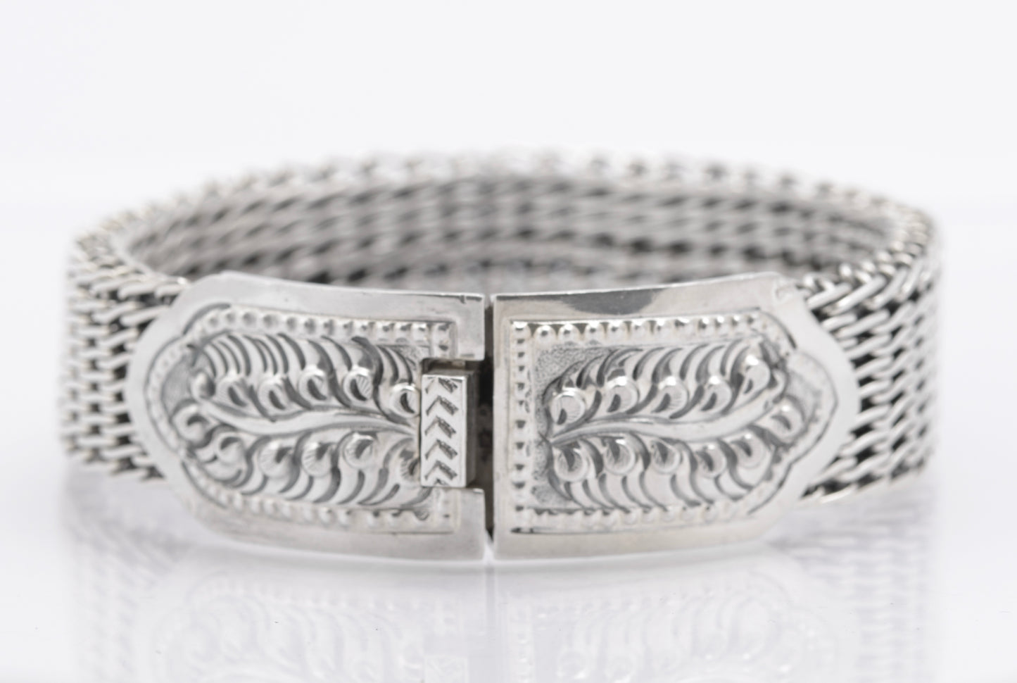 Vintage Sterling Silver High Quality & Heavy Woven Link Bracelet (B2615)