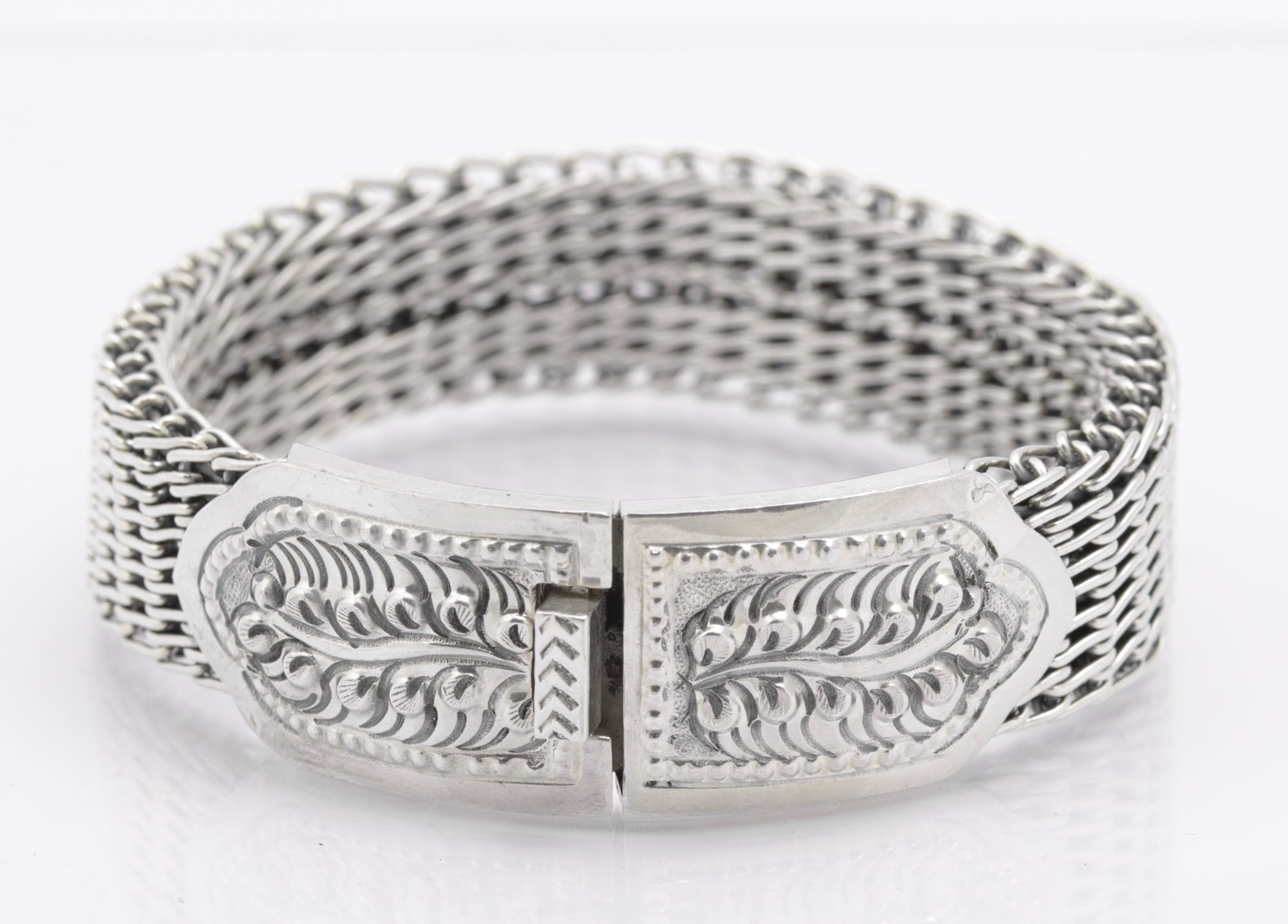 Vintage Sterling Silver High Quality & Heavy Woven Link Bracelet (B2615)
