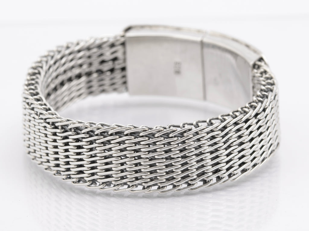 Vintage Sterling Silver High Quality & Heavy Woven Link Bracelet (B2615)