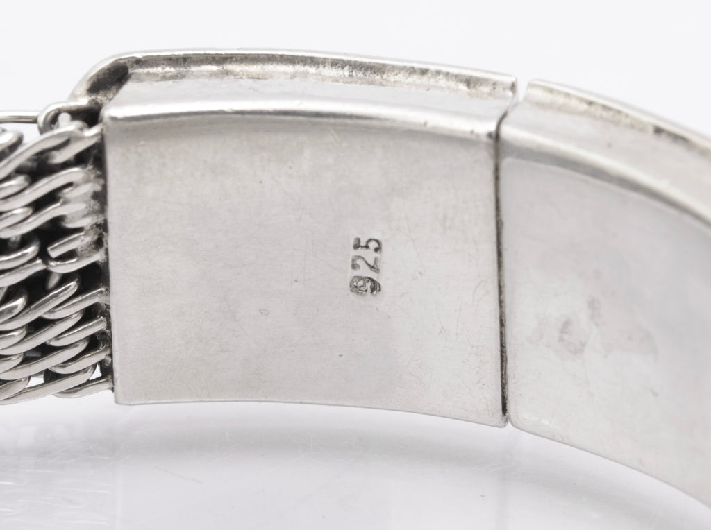 Vintage Sterling Silver High Quality & Heavy Woven Link Bracelet (B2615)