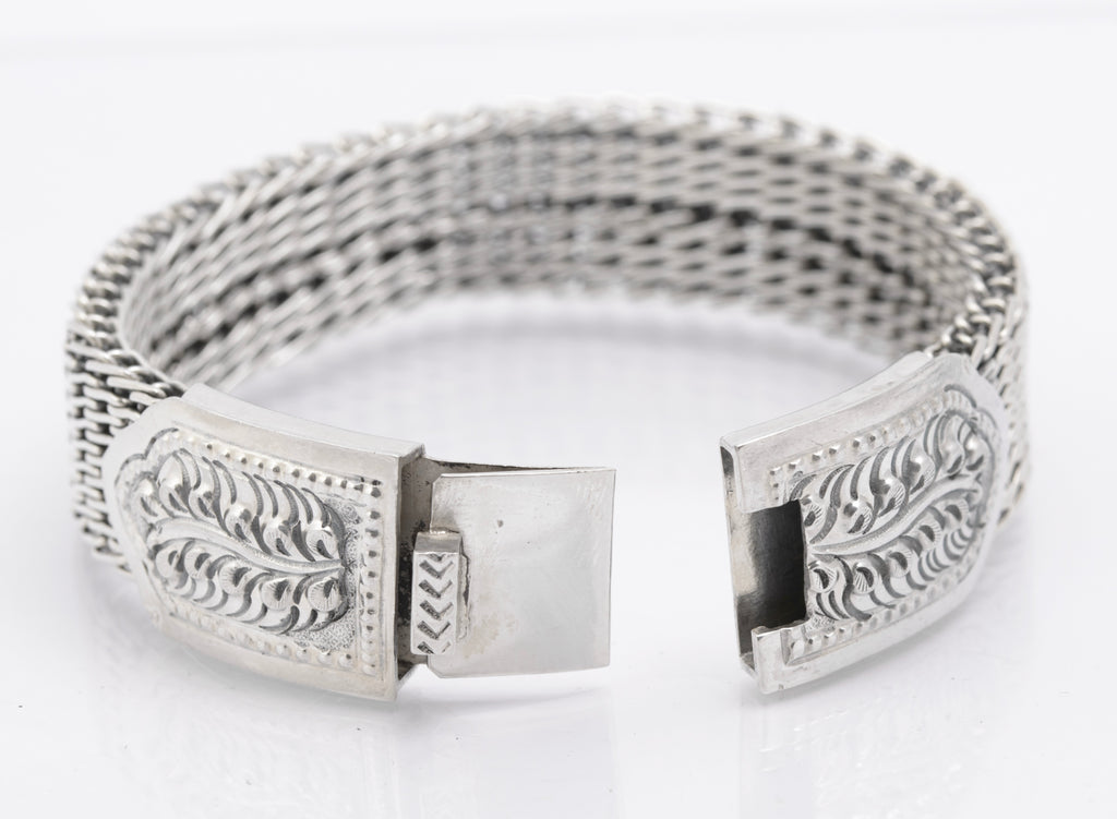 Vintage Sterling Silver High Quality & Heavy Woven Link Bracelet (B2615)
