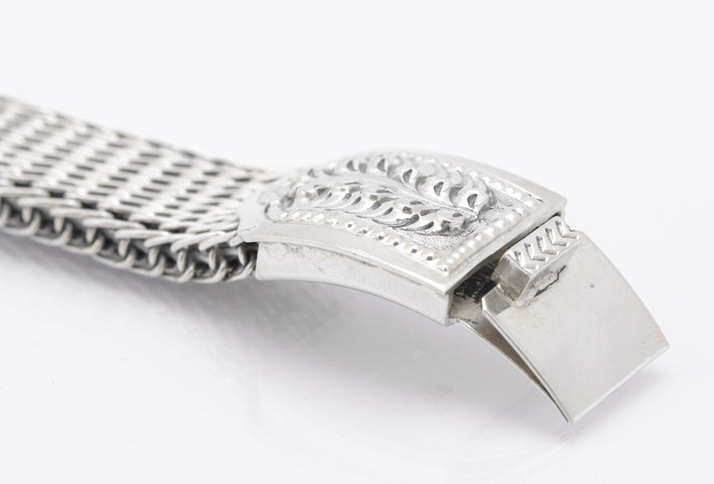 Vintage Sterling Silver High Quality & Heavy Woven Link Bracelet (B2615)