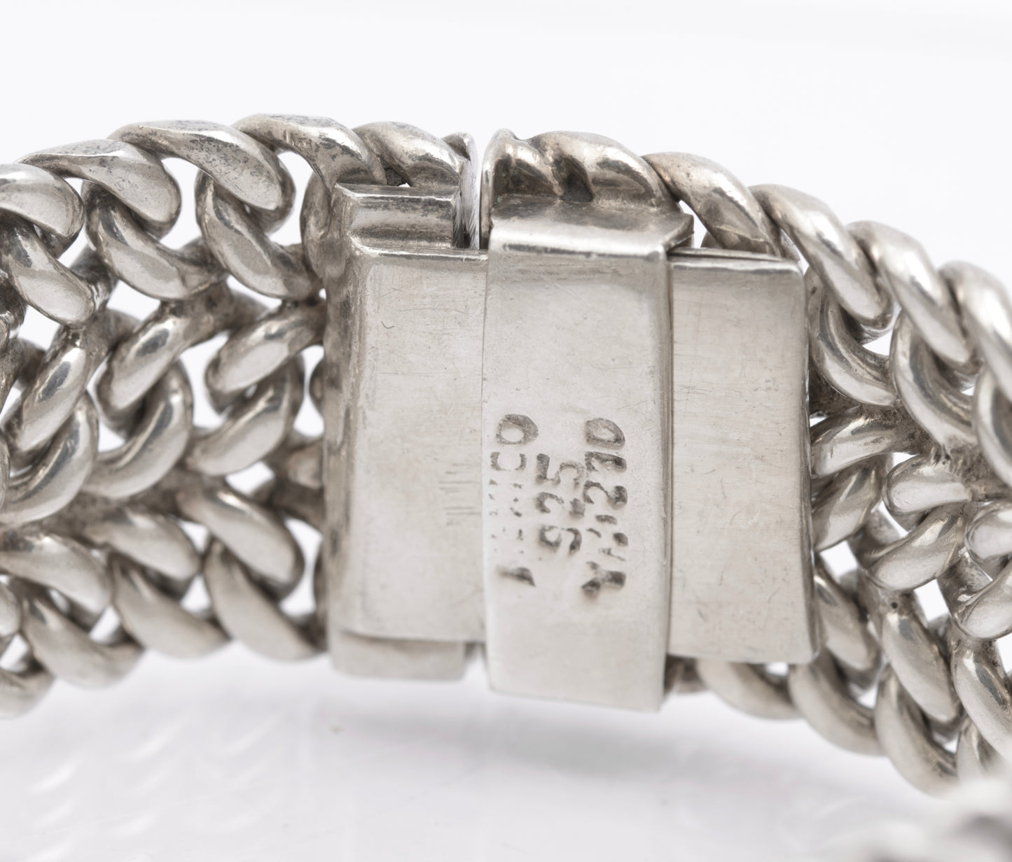 Vintage Mexican Sterling Silver Heavy Chunky Wide Chain Bracelet (B2616)