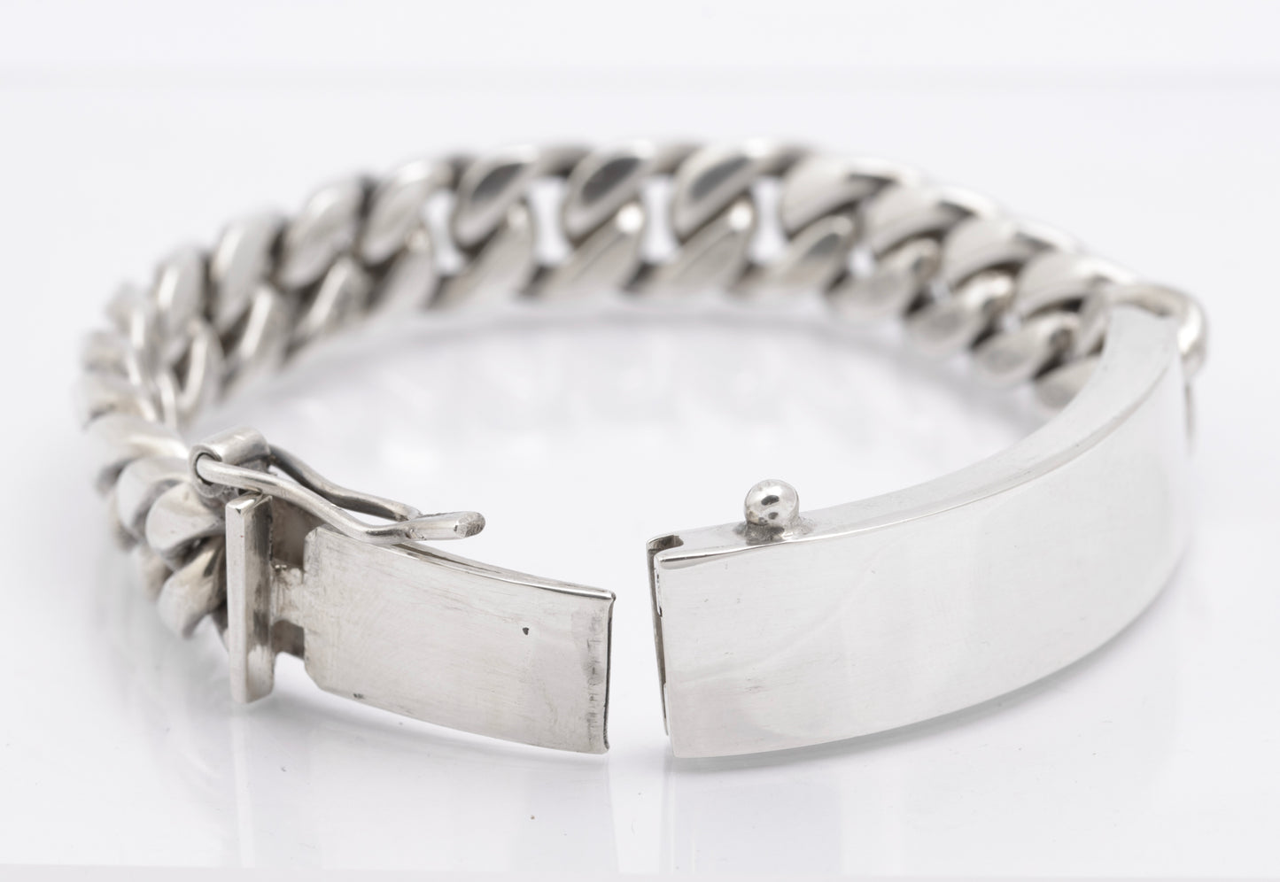 Vintage Sterling Silver Very Heavy/Chunky Cuban Chain Link ID Identity Bracelet (B2617)