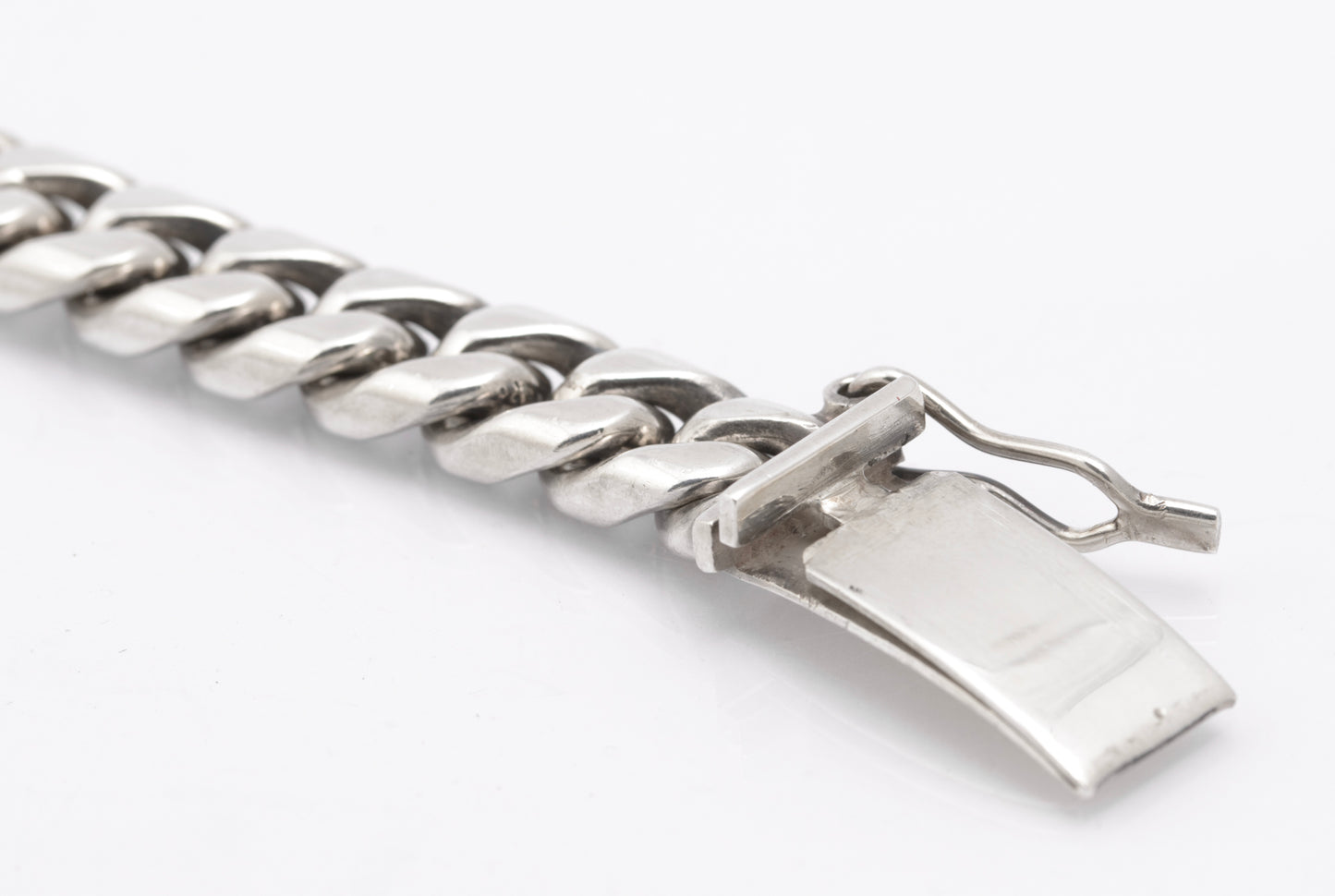 Vintage Sterling Silver Very Heavy/Chunky Cuban Chain Link ID Identity Bracelet (B2617)