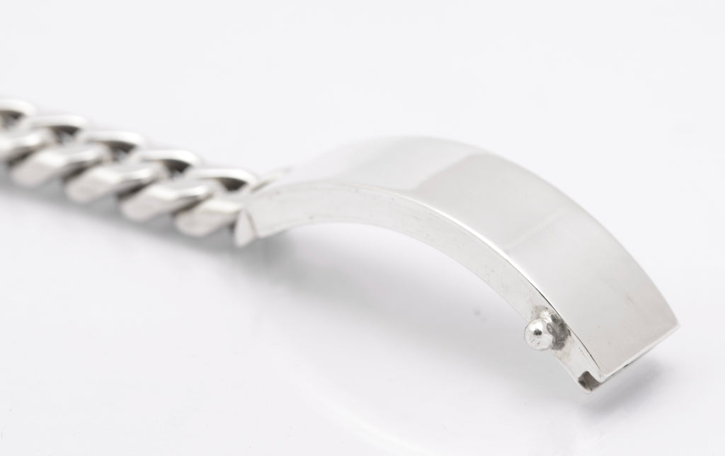 Vintage Sterling Silver Very Heavy/Chunky Cuban Chain Link ID Identity Bracelet (B2617)