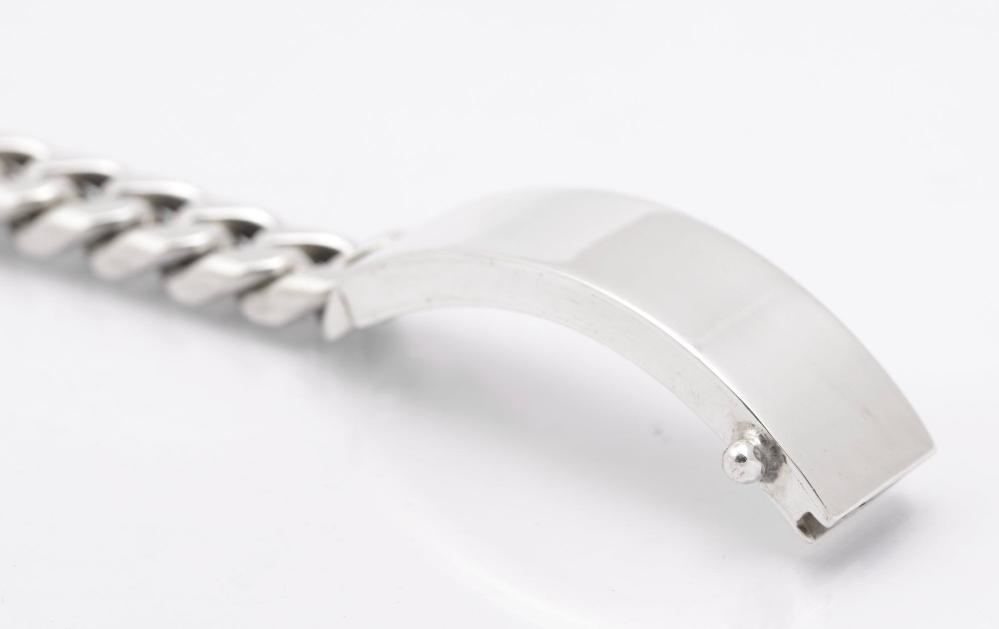 Vintage Sterling Silver Very Heavy/Chunky Cuban Chain Link ID Identity Bracelet (B2617)