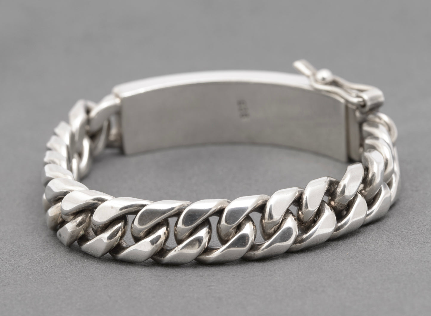 Vintage Sterling Silver Very Heavy/Chunky Cuban Chain Link ID Identity Bracelet (B2617)
