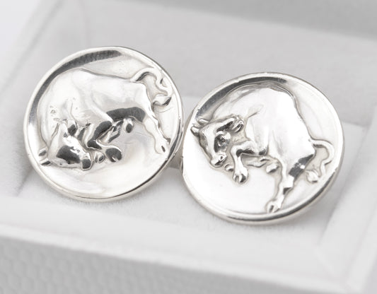 Pair Vintage Georg Jensen Sterling Silver Cufflinks Raging Bull Hallmarked 1976 (B2618)