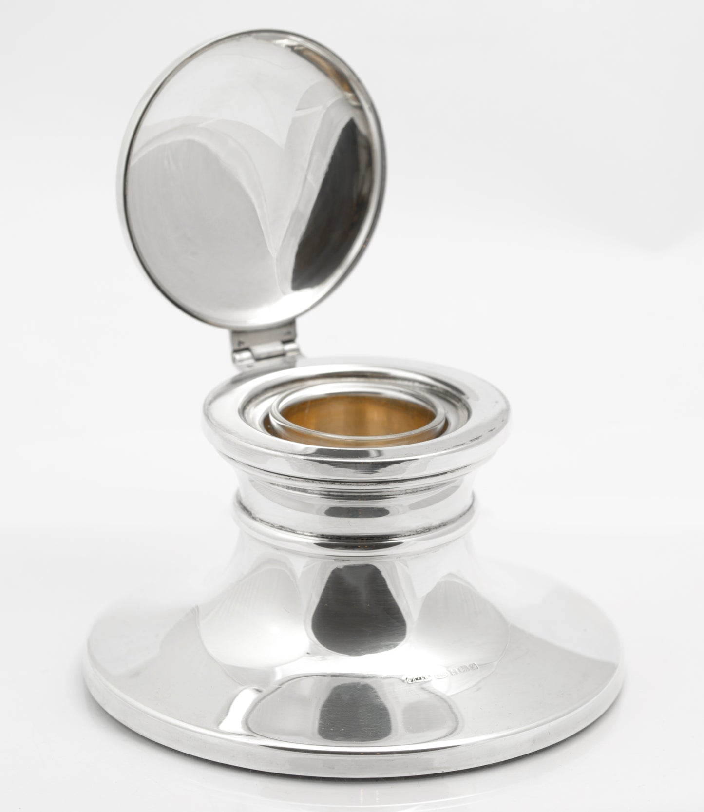 Vintage Sterling Silver Capstan Inkwell With Liner Hallmarked Birmingham 1993 (B2619)