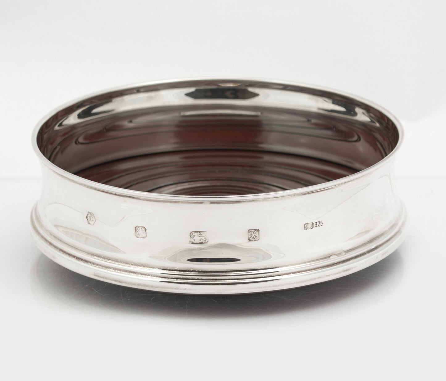 Vintage Sterling Silver & Hardwood Decanter/Bottle/Wine Coaster Carrs Sheffield (B2622)