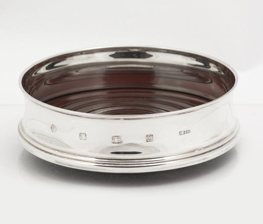 Vintage Sterling Silver & Hardwood Decanter/Bottle/Wine Coaster Carrs Sheffield (B2622)