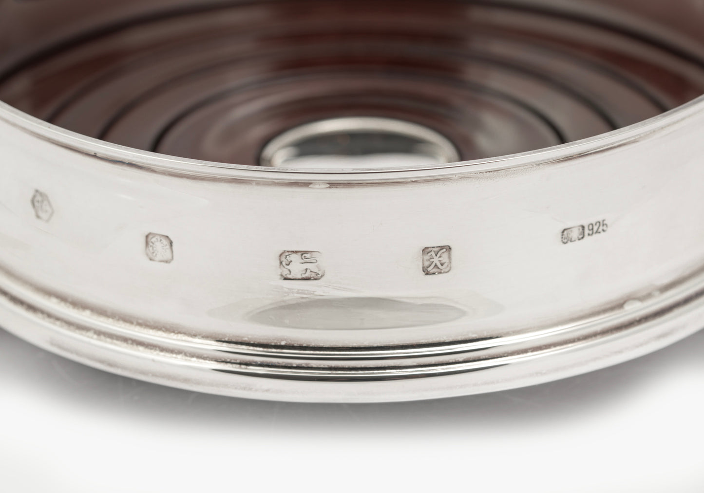 Vintage Sterling Silver & Hardwood Decanter/Bottle/Wine Coaster Carrs Sheffield (B2622)